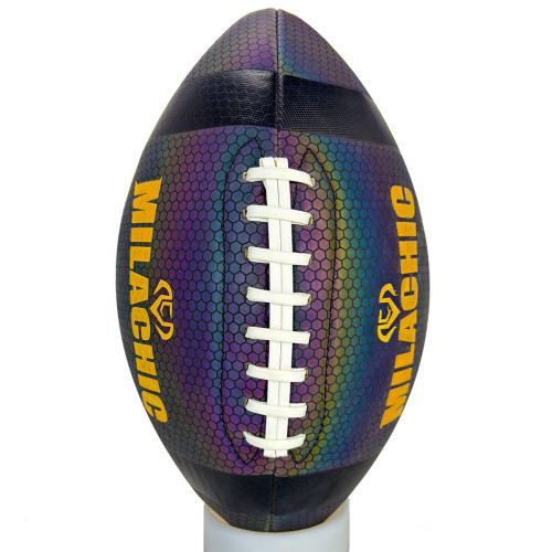 Custom Holographic Reflective Rugby Ball Iridescent Hex Patter Custom Holographic Reflective Rugby Ball Iridescent Hex Patter